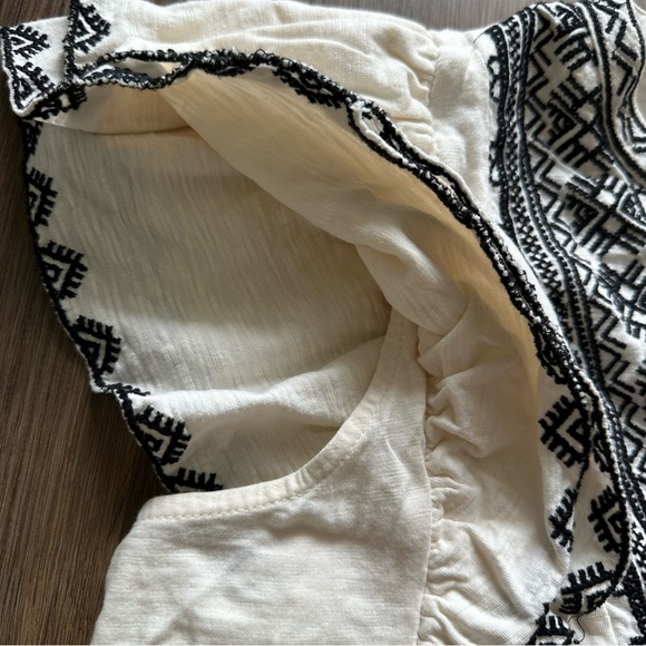 Lauren Ralph Lauren Black Label Peasant Shirt Embroidered Flutter Sleeve Large - Picture 7 of 9